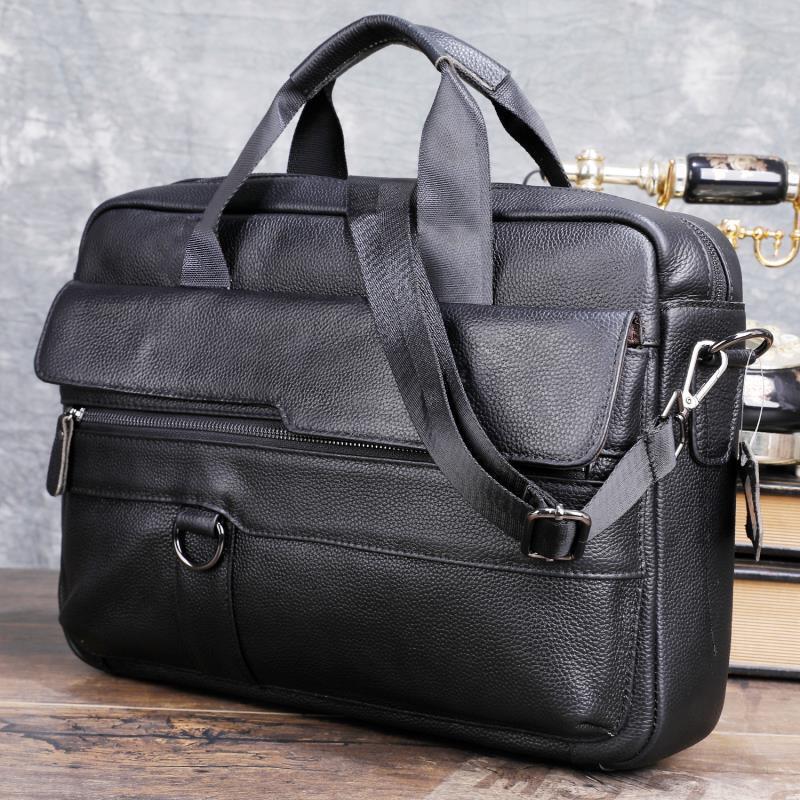 Laptop Accessories Travel Case - Large Men's Genuine Leather Handbag for
