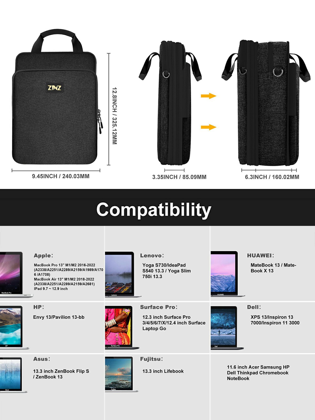 12.9-13 inch Laptop Shoulder B - Laptop Accessories Travel Case recension och pris