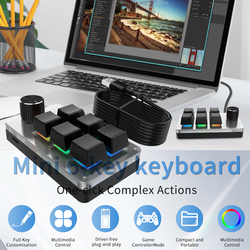 RGB 6 Keys 1 Knob Custom Wired - Laptop Accessories Rgb recension och pris